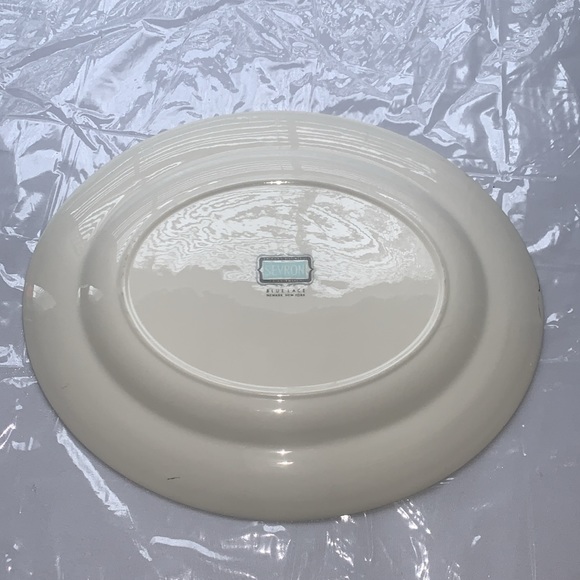 0327 Sevron Blue Lace 13.5” Oval Serving Platter - Picture 5 of 6